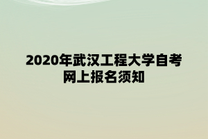 2020年武汉工程大学自考网上报名须知